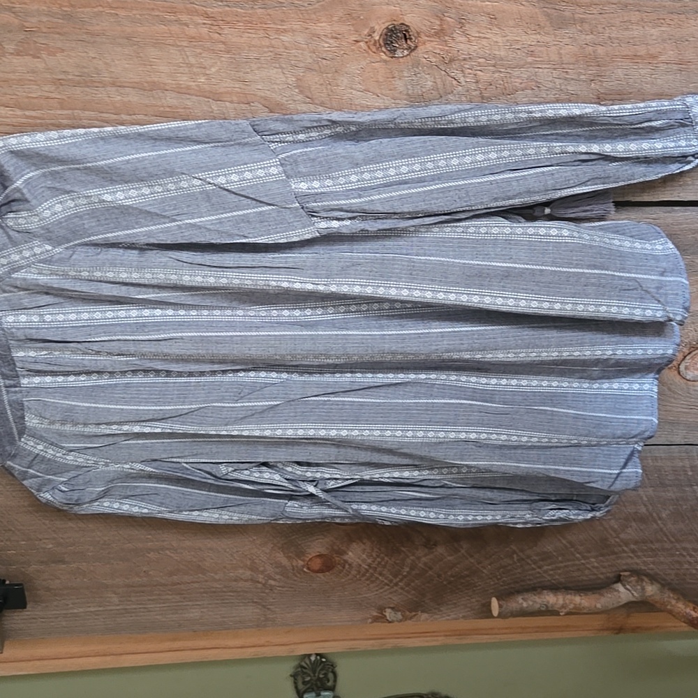 Knox Rose Gray Striped Blouse - Picture 3 of 3